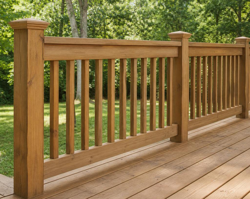 Wood deck railing